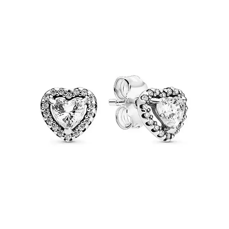 Hot selling New Heart-shaped Series 925 Sterling silver Exquisite Shiny Heart-shaped Earrings Luxury Charm Earrings DIY Jewelry