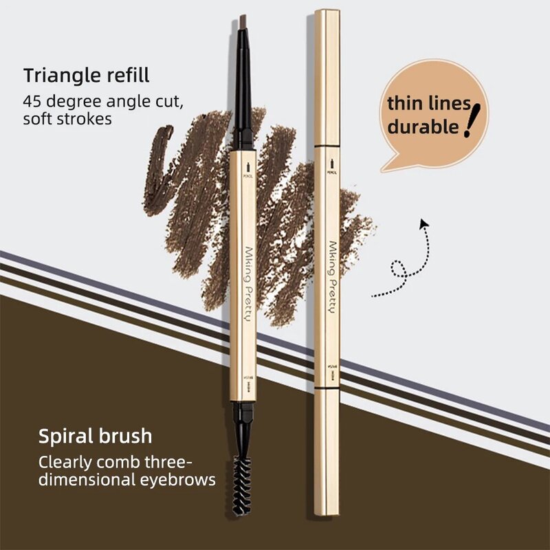 Double Head Eyebrow Pencil Ultra Fine Triangle Long Lasting Waterproof 5 Colors Eye Brow Pen Tint Mascara Make Up Enhance Brown