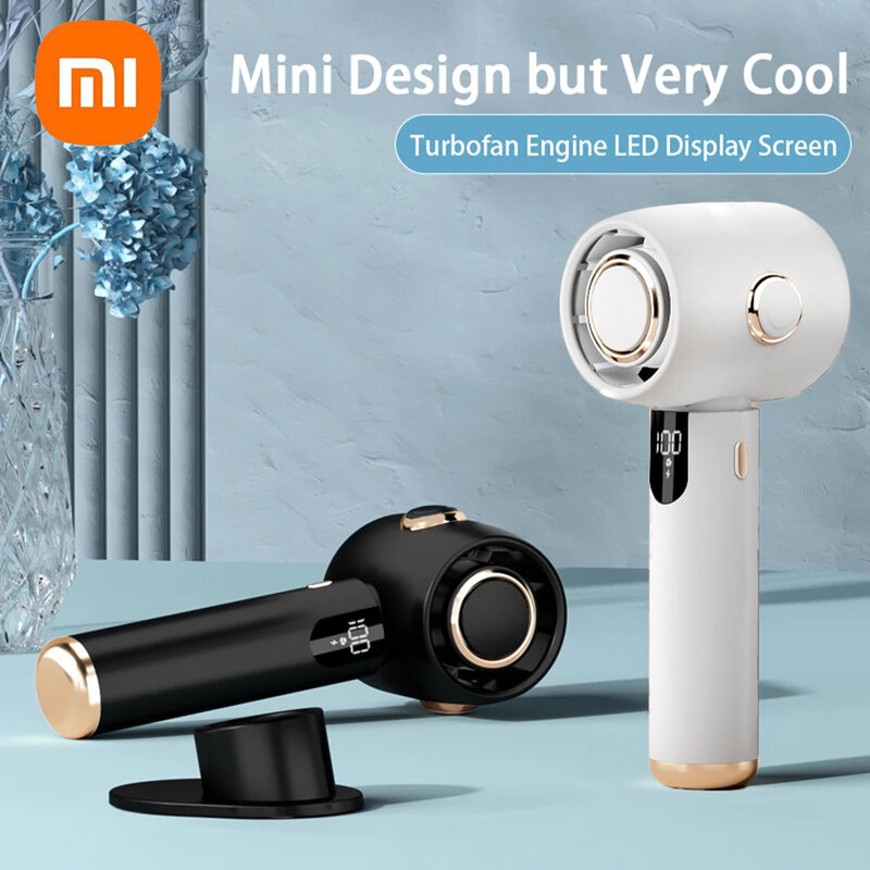 2024 Xiaomi LED Screen 2000mAh Portable Fan Rechargeable Hand Held Fan Portable Air Cooler Air Conditioner for Travelling Office