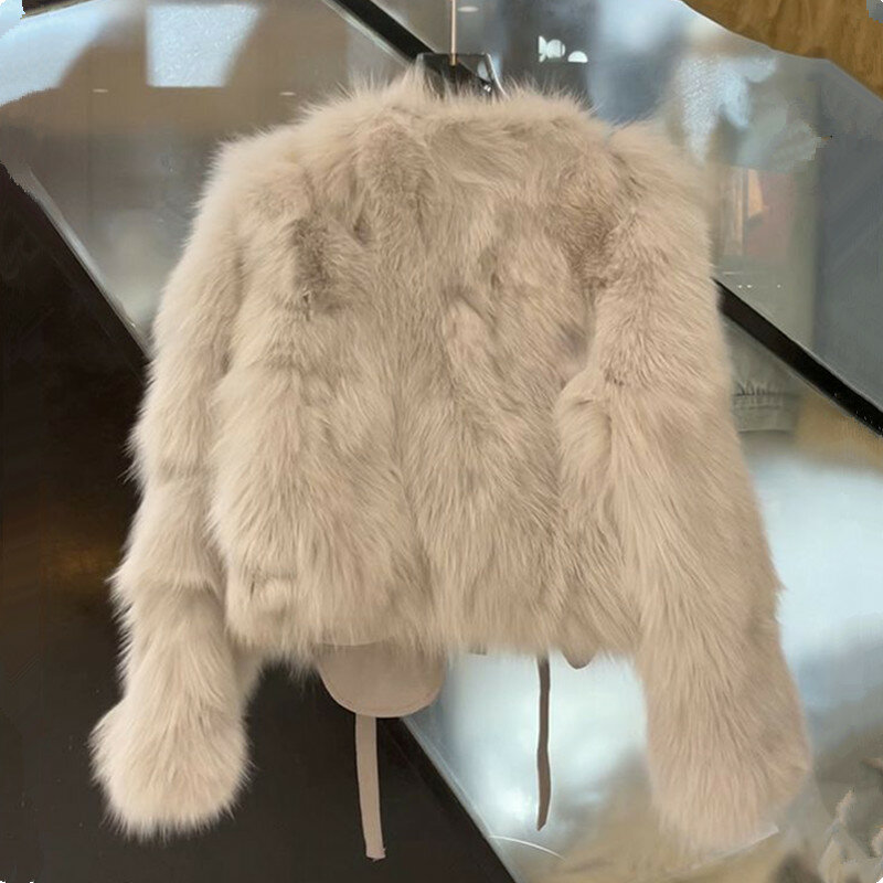 Zimowe krótkie sztuczne futra damskie kurtki z imitacją lisa z futra koreańskiego luźne pluszowe Jaqueta damskie luksusowe futrzane Casaco 2412