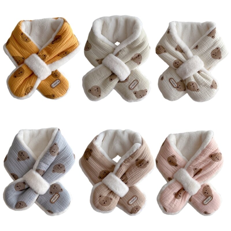 Lenço pescoço fofo com padrão urso, cachecol moderno para pescoço bebê, silenciador confortável para crianças