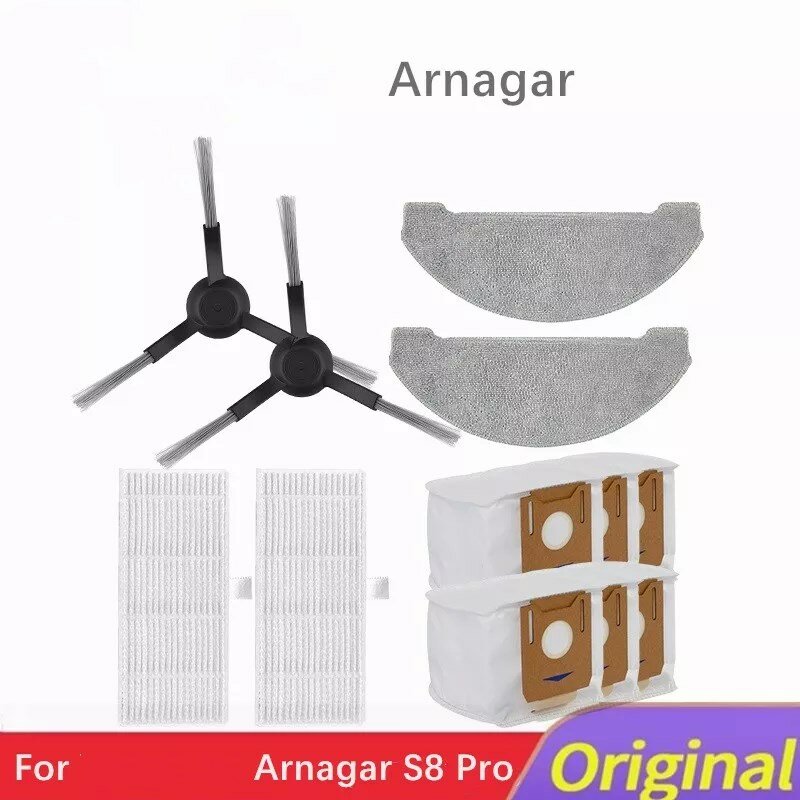 HEPA Filters Side Brushes Dust Bag for Arnagar S8 Pro Vacuum Cleaning Brush Replacement Parts Original Accessories