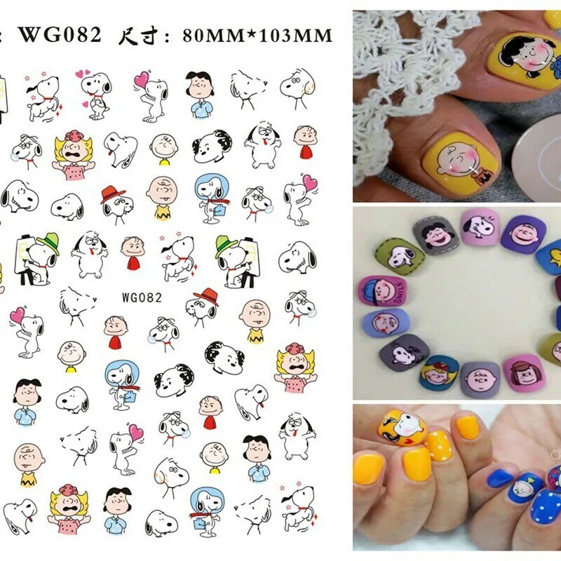 Kawaii Snoopy Plushie Cartoon Cute Dolls Ins pegatinas de Arte de uñas para niños, pegatinas de uñas, juguetes de peluche de Anime para niñas, regalo de cumpleaños