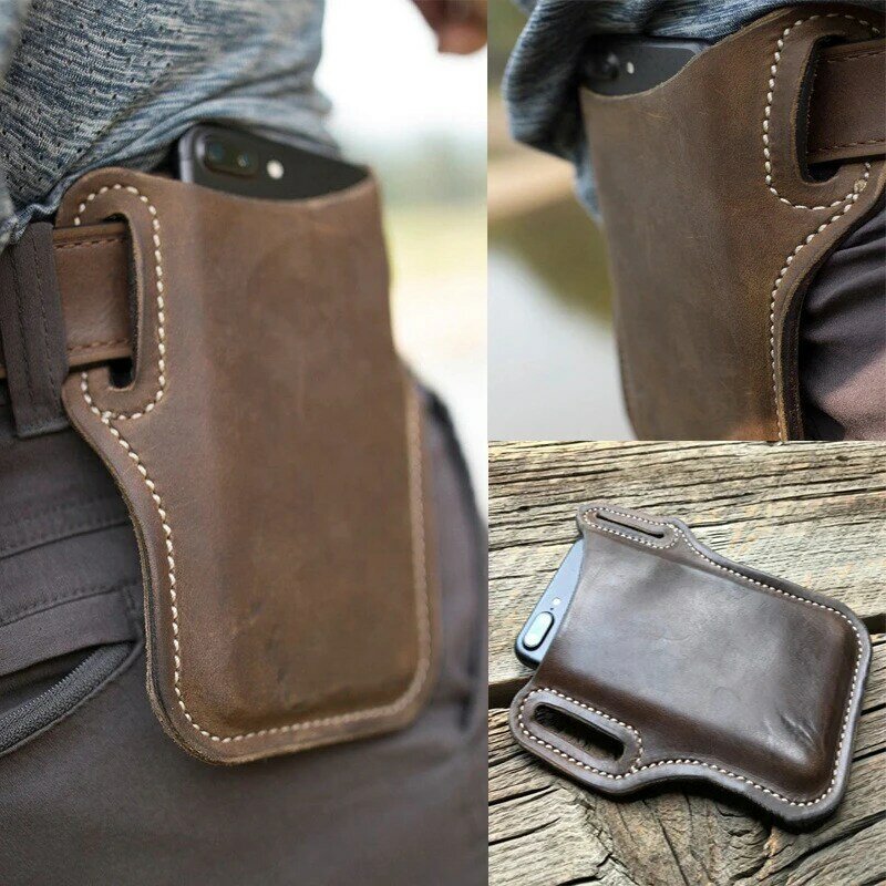男性携帯電話ループホルスターケースベルトウエストバッグ小道具革の財布電話財布