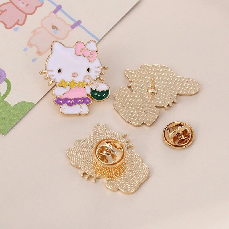Broche de personaje de Anime de Hello Kitty, Kit de Kawaii Sanrios, decoraciones de fiesta de cumpleaños de gato, broches, alfileres, insignias de chaquetas