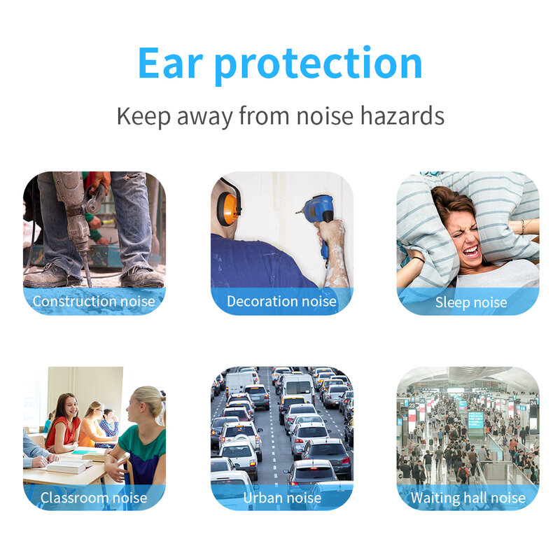 TISHRIC-Tampões anti-ruído enlatados, esponja, tampões de ouvido, taxa de redução de ruído, 35.5db, 30 pares