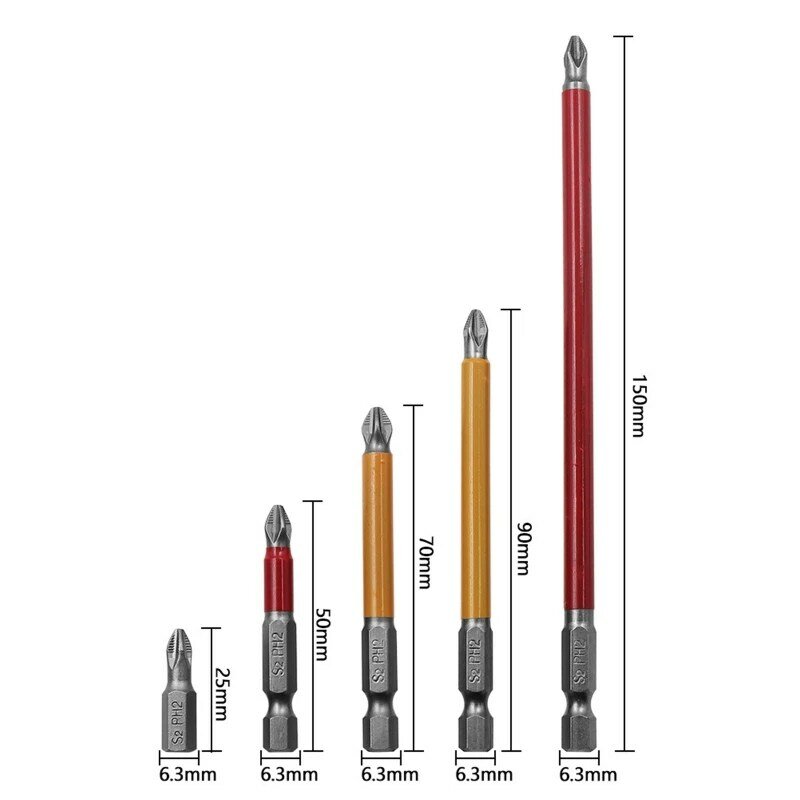 Шестигранная ручка для крестовой отвертки, длина 25/50/70/90/150 мм нескользящая для Прямая доставка