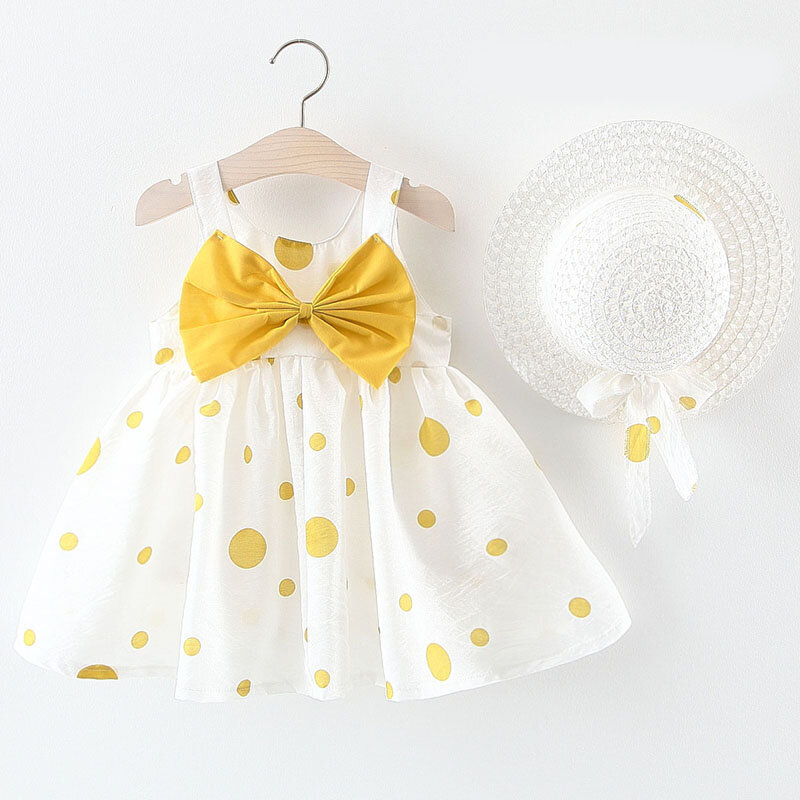 2Piece Baby Girl Summer Clothing Set Toddler Dresses Korean Cute Flowers Sleeveless Princess Dress+Sunhat Newborn Clothes BC2233