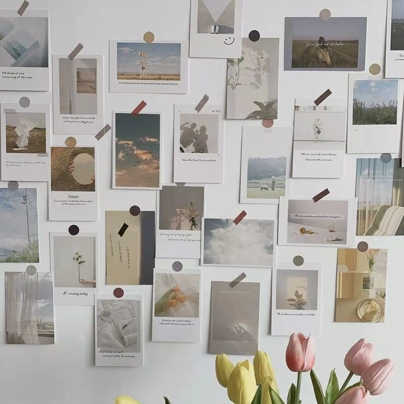 30sheets Ins Aesthetic Art Material Wall Stickers Dormitory Wall Decoration Card Set Decoration