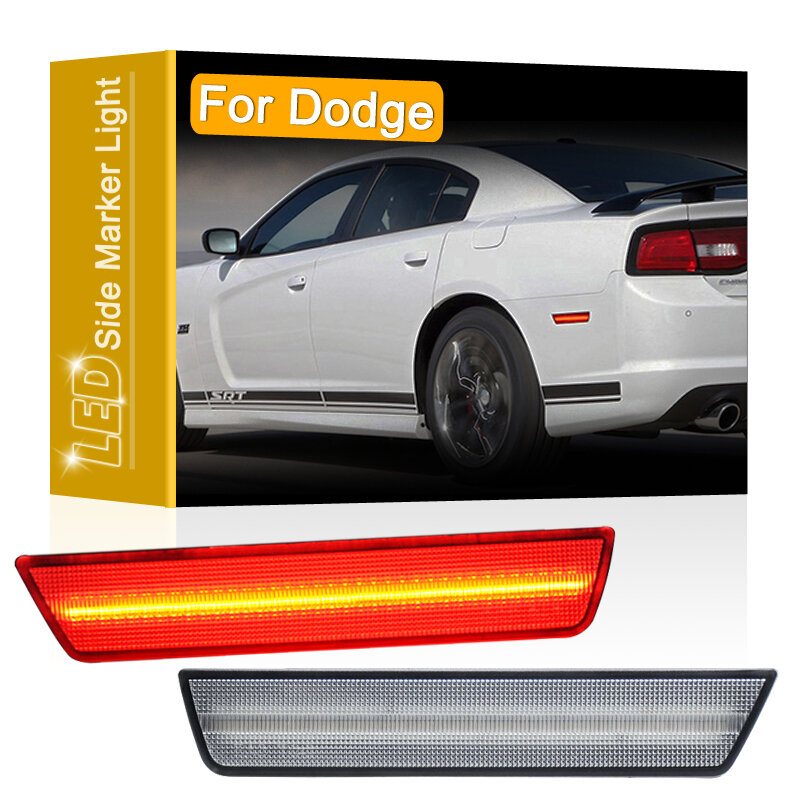 2 pces claro lente traseira vermelho led lado marcador conjunto da lâmpada para dodge challenger 2008-2014 carregador 2011-2014 afastamento estacionamento luzes