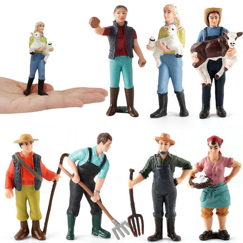 피더 농장 직원 노동자 랭글러 액션 농부 사람들 모델 시뮬레이션, 농부 홈 데코, 농장 인간 피규어, 1:25 체중계