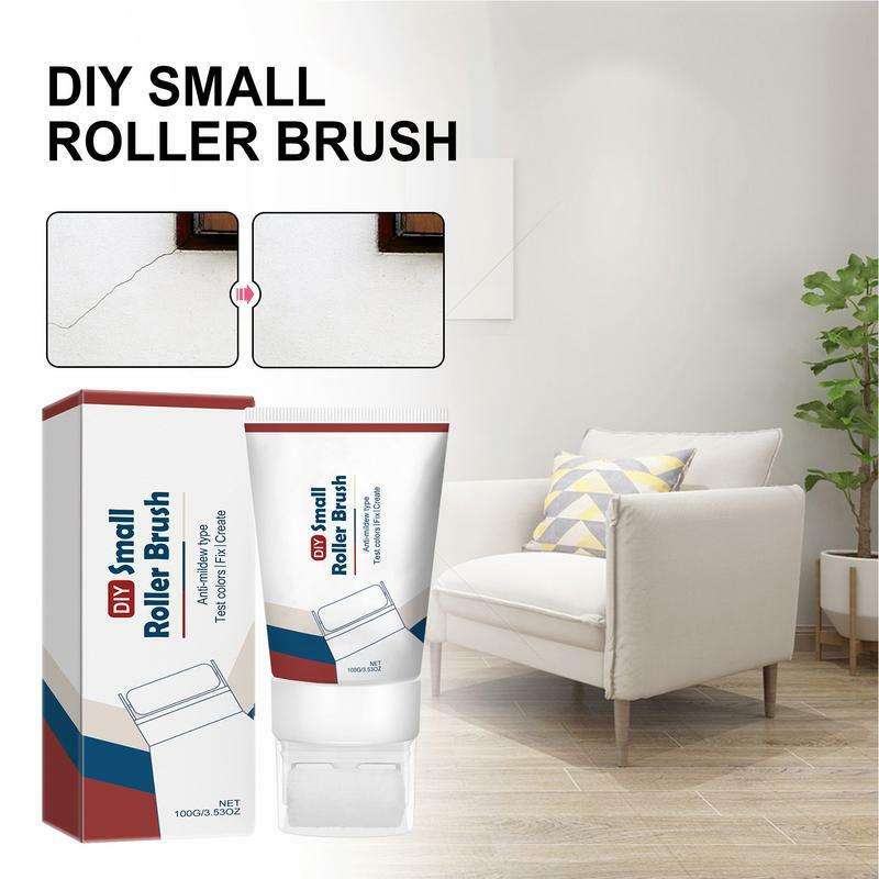 Small Roller Paint Brush Wall Refinish Paint Roller Brush Fast Drying Paste 2 In 1 100g Multifunctional Portable Paint Roller