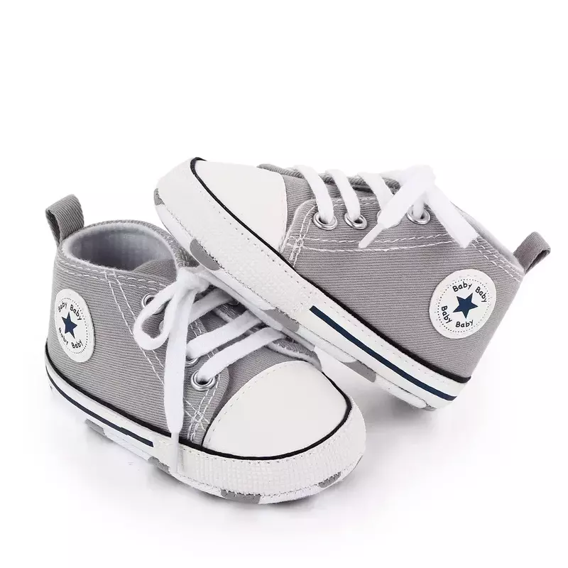 Płócienne trampki chłopięce dziewczynki buty pierwsze chodziki dla niemowląt antypoślizgowe miękkie podeszwy klasyczne buty dla noworodków 0-18 miesięcy