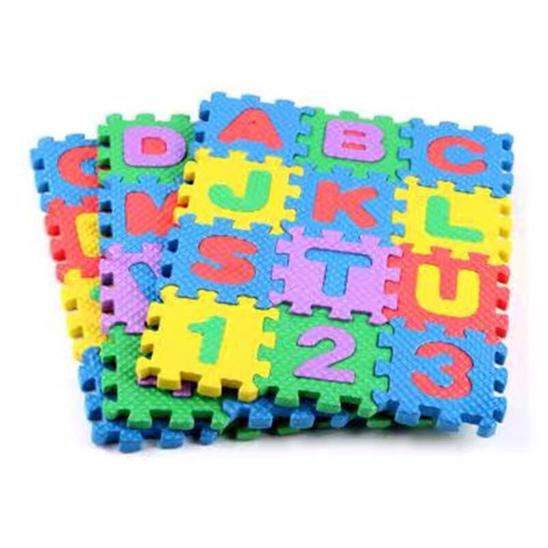 Karpet alfabet ABCD busa lembut, matras teka-teki nama olahraga aman aman untuk anak