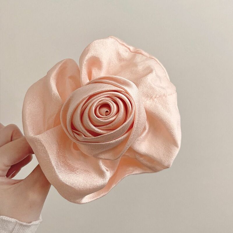 Cloth Rose Crab Hair Clip Sweet Flower Ponytail Holder Rose Hair Catches Pink Hair Claw Party