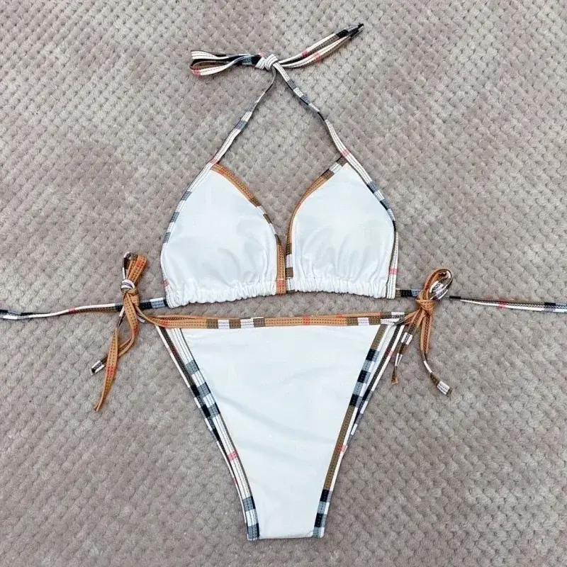 2024 New Swimsuit Women's Sexy Bikini Set Checkered Beach Bikini Two Pieces