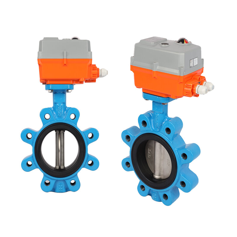 RS485 Water Treatment Valve Sanitary Electric Motorized Grooved Wafer Lug Cast Iron Wheel Butterfly Valve