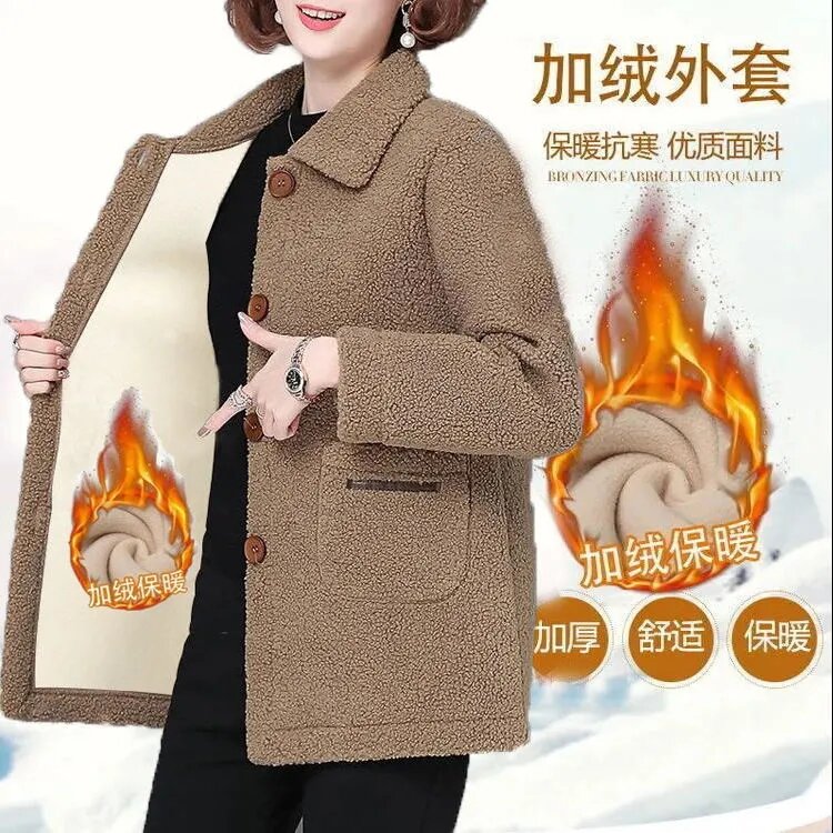 Middle Aged and Elderly Women's Fur And Fur Integrated Coat Warm Clothing For Ladies Temperament For Mothers Coat For Mothers