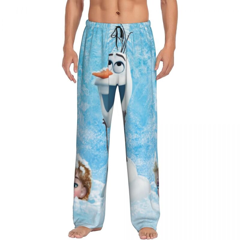 Pantalones de pijama personalizados con dibujos animados para hombre, ropa de dormir con cintura elástica y bolsillos, con estampado de películas de TV y Frozen