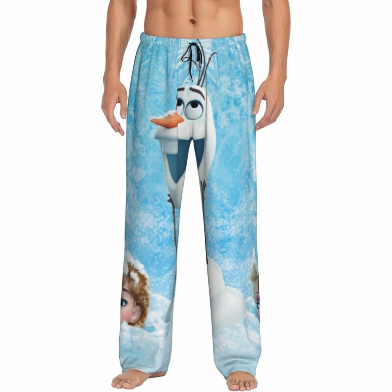 Pantalones de pijama personalizados con dibujos animados para hombre, ropa de dormir con cintura elástica y bolsillos, con estampado de películas de TV y Frozen