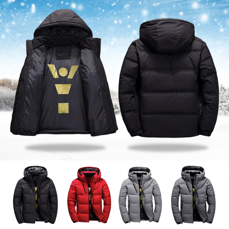 2022 New Men's Winter Hooded Cotton Jacket Black Fashion Casual Plus Velvet Thickened Warm Zipper Coat Outdoor Waterproof