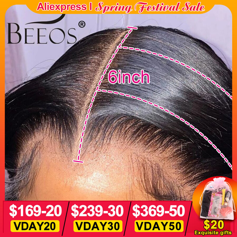 Peruca de cabelo humano reta skinlike para mulheres, renda frontal completa, pré-arrancada, renda transparente, 32in, 250% HD, 13x6, 13x4