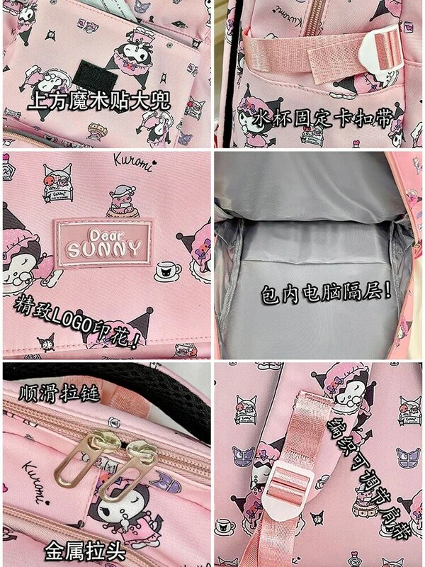 Mochila Hello Kitty para alunos do ensino fundamental e médio, elegante de grande capacidade, bolsa fofa para mulheres, nova