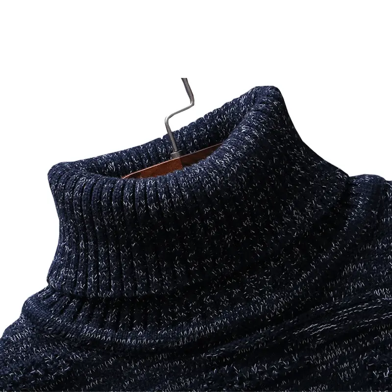 YJKVUR Autumn Winter 100% Cotton Knit Turtleneck Thick Sweater Men Vintage Winter Warm Knitwear Classical Pullovers Knit Jumper