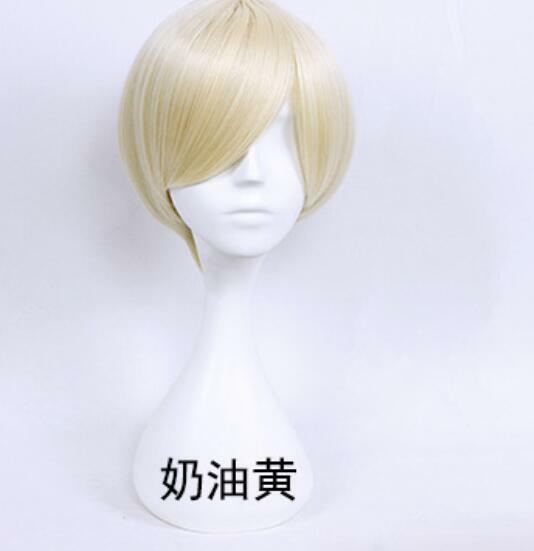 30cm short Wig Black white purple blue red yellow high temperature fiber Synthetic Wigs Costume Party Cosplay Wig