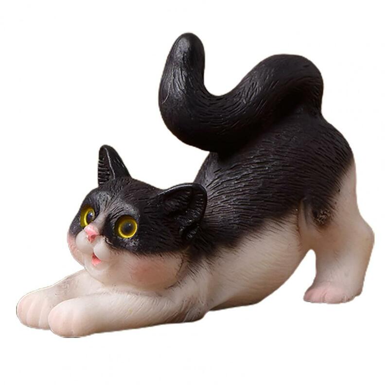 Adorno de gato con imagen de Animal, juguete realista, miniaturas artesanales de gato, decoración del hogar