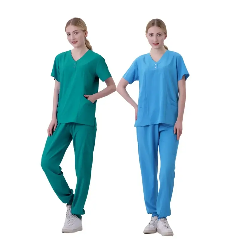 Conjunto esfoliante multicolorido de manga curta feminino, tops e calças, uniforme de enfermagem, Pet Shop, Médico, Cirurgia Médica Workwear