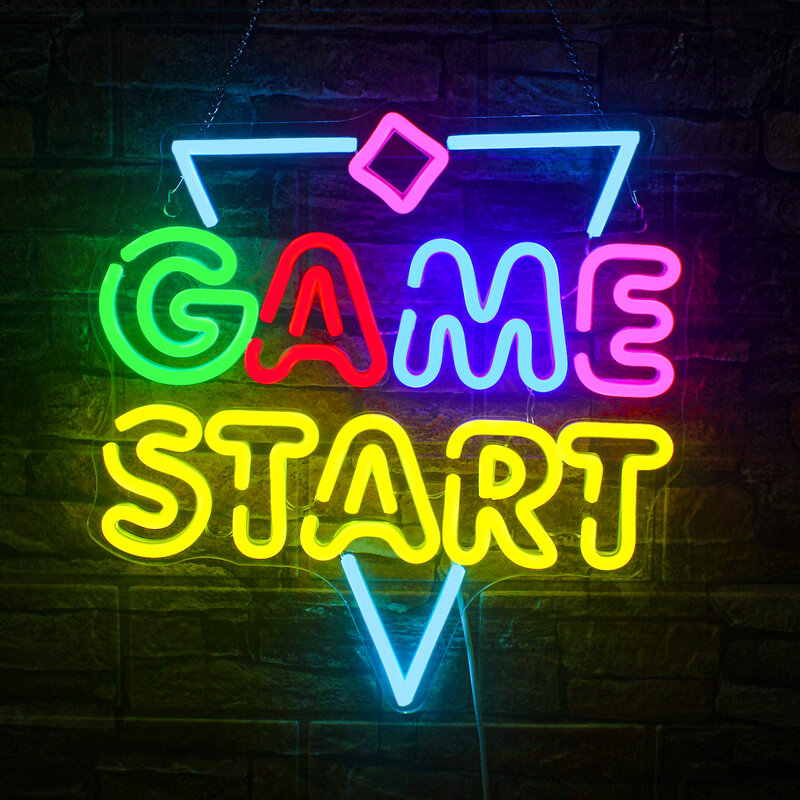 Game Start Neon Led Signs USB Powered Lights For Dimmable Gamer Room Decoration Bedroom Party Gaming Area Art Decor Gifts
