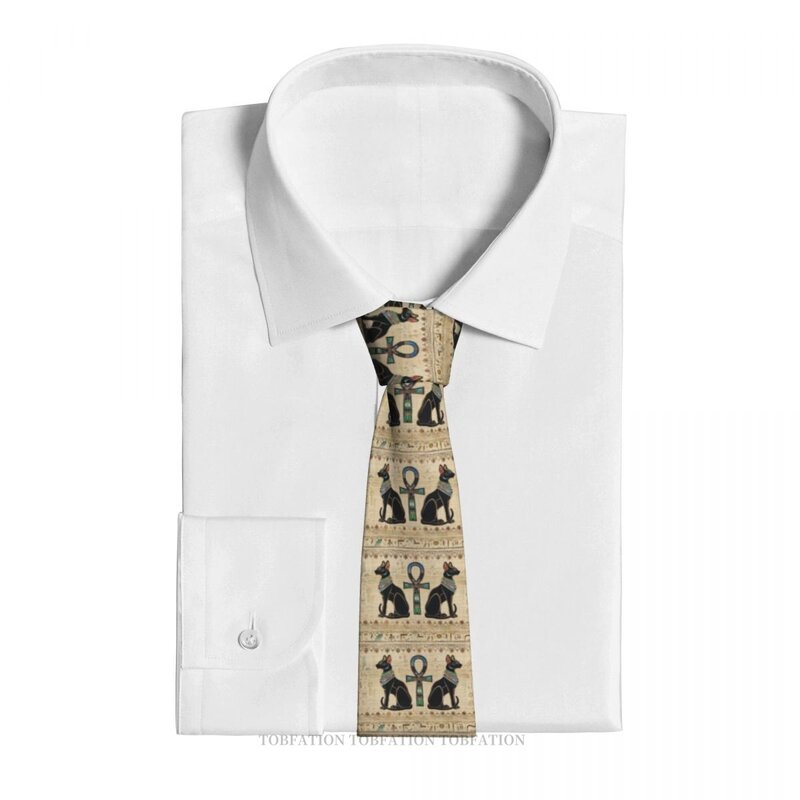 Ancient Egypt Egyptian Cats And Ankh Cross Men Ties 3D Printed Hip-Hop Street Business Wedding Party Shirt Accessories