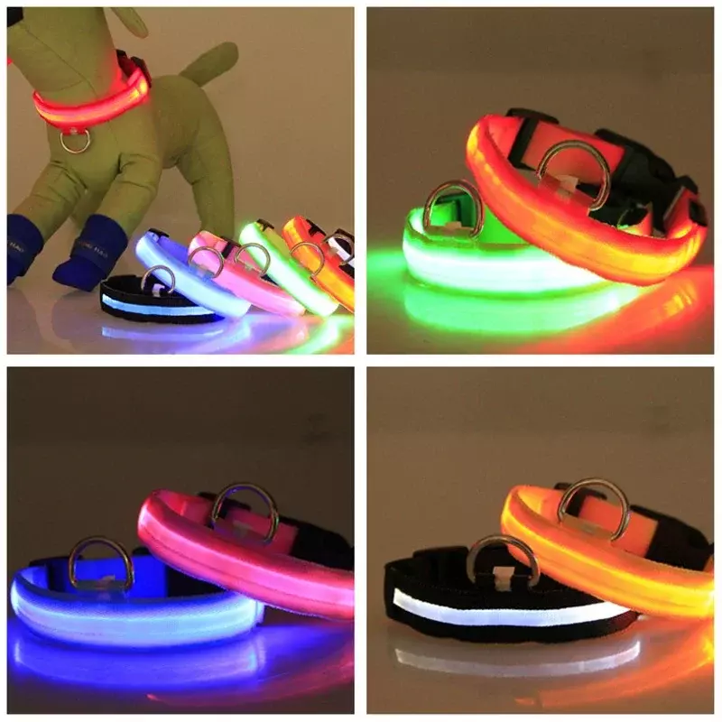 USB 충전 LED 강아지 목걸이, 개 안전, 야간 조명, 깜박이 목걸이, 형광 목걸이, 반려동물 용품