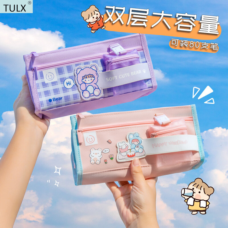 TULX piórnik piórniki kawaii torba urocza torba koreańskie piśmiennicze z powrotem do piórnik szkolny uroczy piórnik