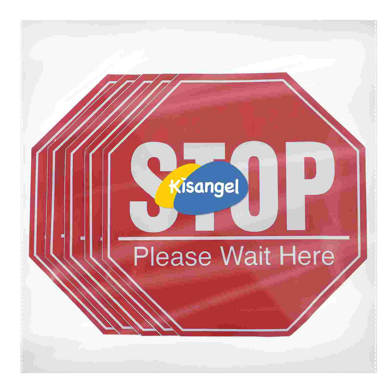 Toyvian stiker tanda berhenti, stiker dinding 8X8 inci Bus tanda berhenti lantai stiker kelas perekat lantai stiker sosial distrancing