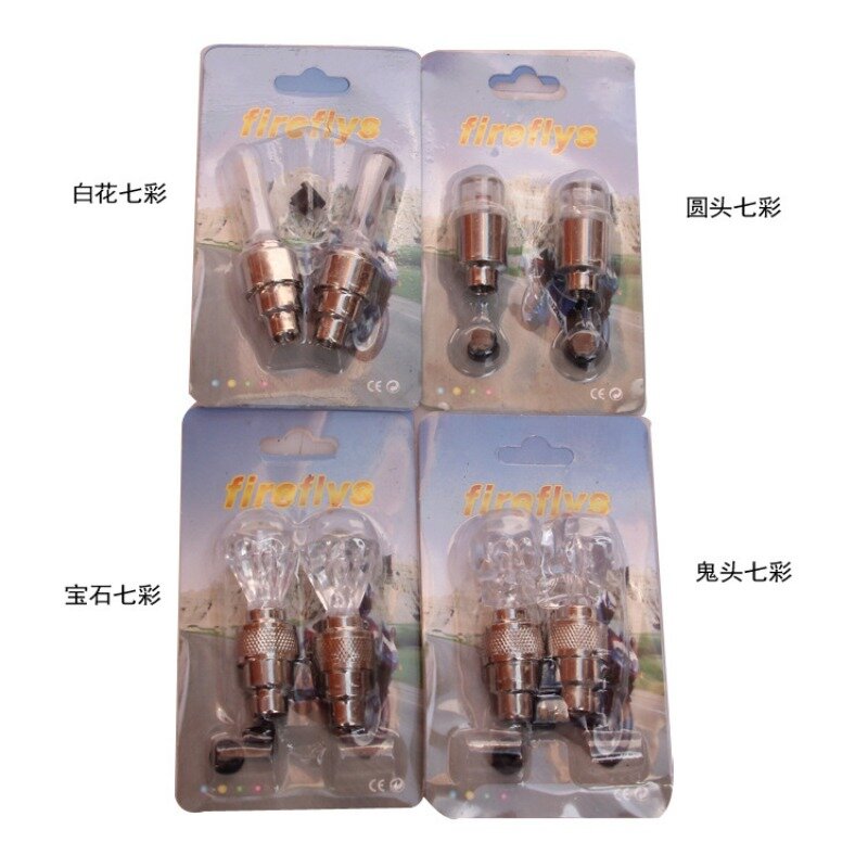 Neon Bicycle Valve Lamp Car Motorcycle Color Cool LED Wheel Tire Light with Battery Bike Valve Caps Skull Gem Flash Hot Wheels