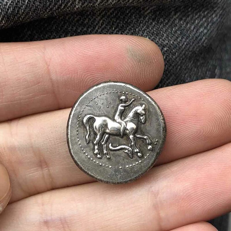 Luxury Greece Knight And Horse Funny 3D Novelty Art Coin/Good Luck Commemorative Coin Pocket Fun Coin+Gift Bag