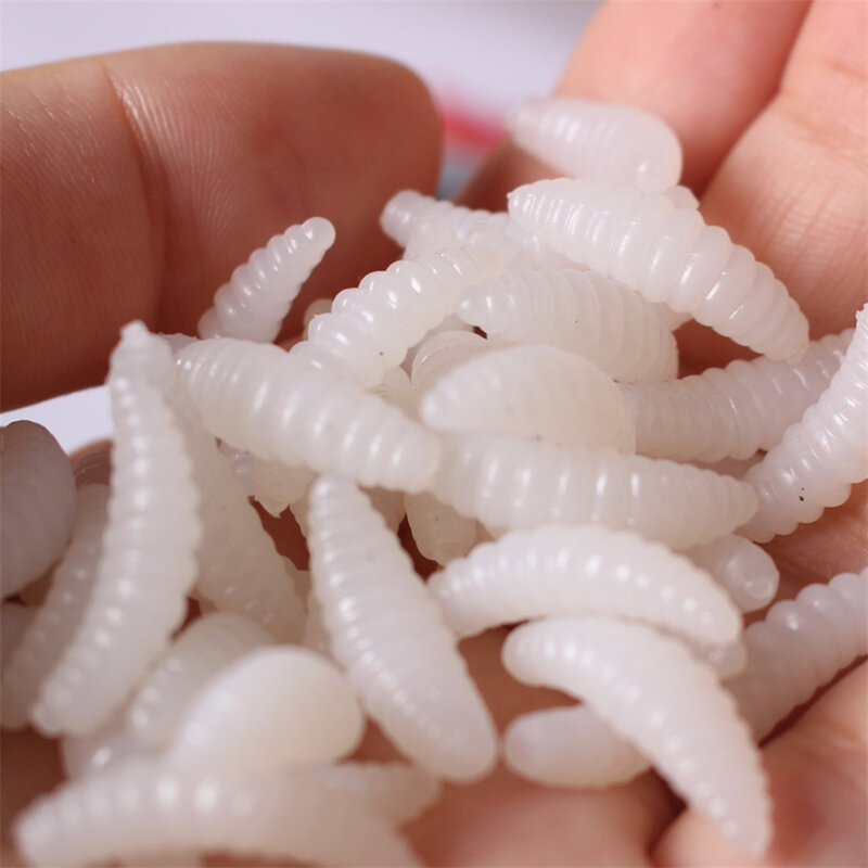 20 pz Worms Biomimetic Bait acqua dolce mare morbido esche da pesca 2cm 0.3g falso verme Grub Fishy odore vermi esche