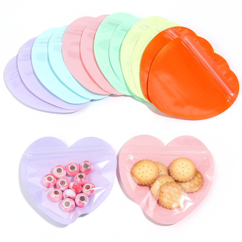 20pcs/lot Heart Shaped Jewelry Self Sealing Bag Magic Zip Lock Bag Candy Food Packaging Bag For Jewelry Making Accessories