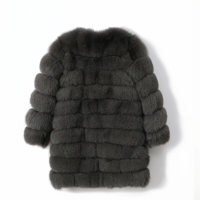女性のための長くて自然なキツネの毛皮のジャケット,豪華なベスト,暖かいコート,大きいサイズ,黒,冬,100% xl