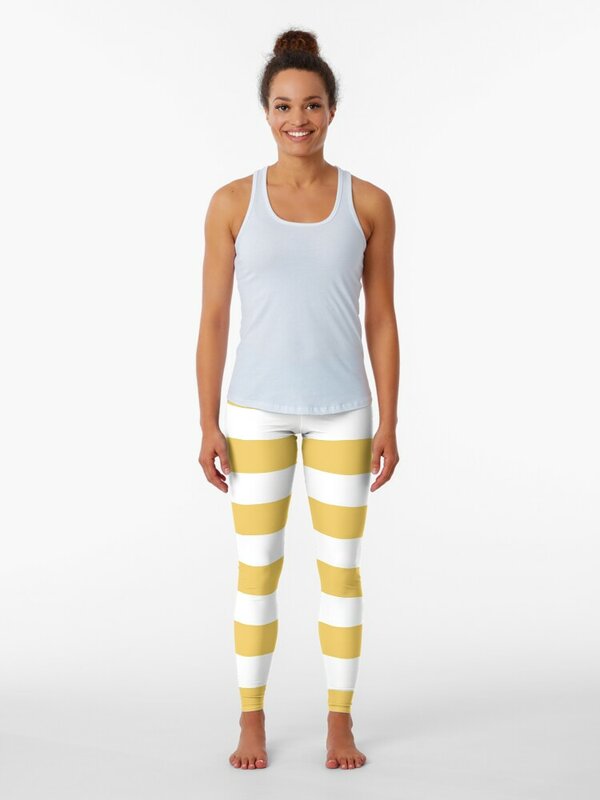 Żółte paski legginsy damskie zestaw do fitnessu siłownię push up damskie legginsy
