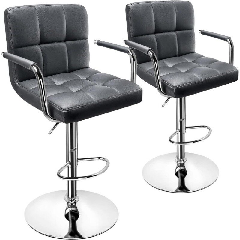 Barhocker 2er-Set Bar stühle mit Armlehnen Kaffee-Barhocker mit drehbarer Rückenlehne Barhocker Tisch hocker verstellbarer Stuhl