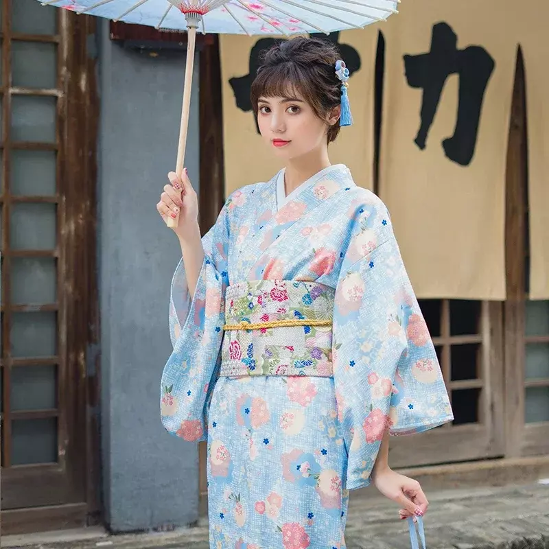 Vestido largo de Estilo Vintage para mujer, Kimono tradicional japonés con estampado de Color Yukata, bata de baño, vestido de fotografía de Cosplay, vestido de Graduación