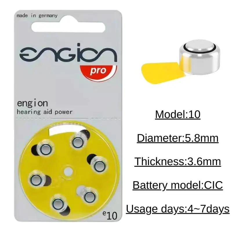 Batería de Zinc-aire para audífonos, 60 piezas, 10 tarjetas, A10, 10A, ZA10, S10
