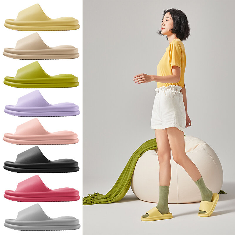 Zapatillas de playa de EVA para mujer, Sandalias planas de Color sólido, antideslizantes, para baño, 2024