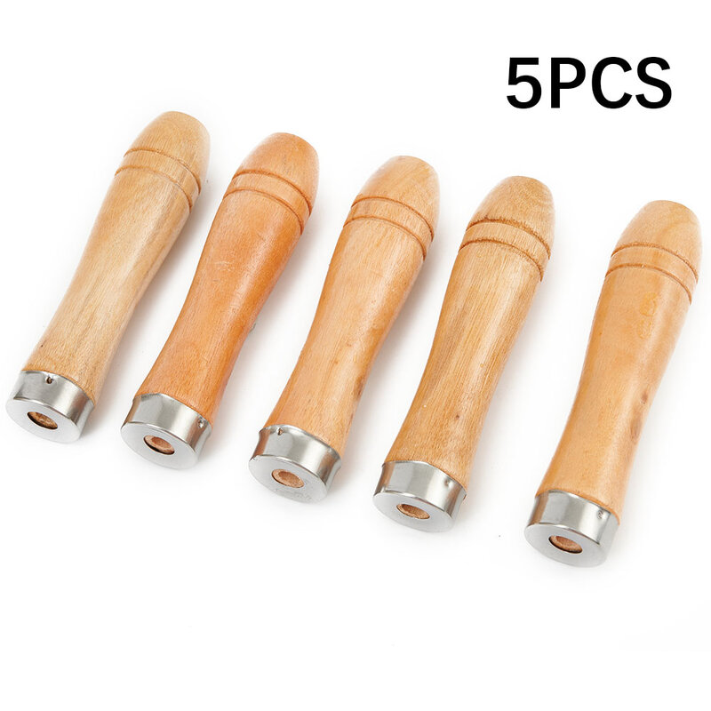 5pcs Wooden File Handle Replacement Strong Metal Collar For Metal File Craft Tool 11cm Screwdriver Hand Tools Accessories