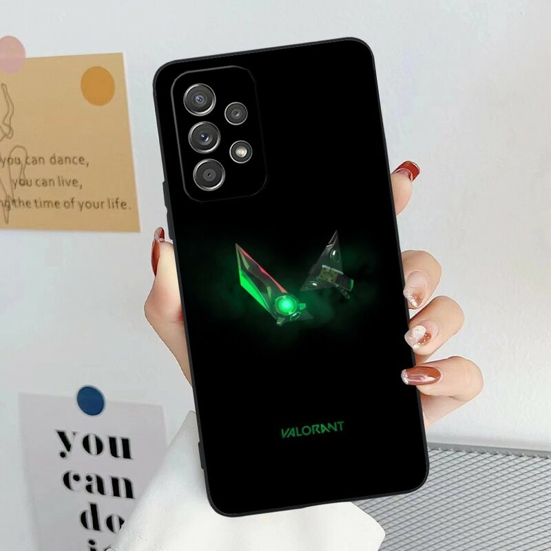 Luxury Valorant Mobile Cell Phone Case for Samsung Galaxy A91 70 54 53 52 34 24 21 Note 20 10 M54 Plus Ultra 5G Black Cover