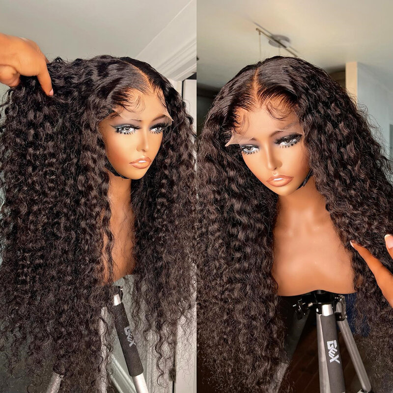 Loose Deep Wave peruca de cabelo humano para mulheres, encaracolado, perucas de onda de água, brasileiro, sem cola, 4x4 HD Lace Front, pré-arrancado