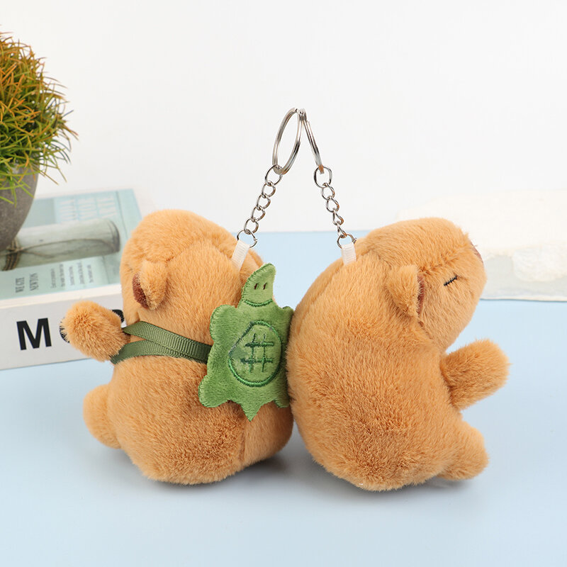 카피바라 봉제 장난감 동물 거북이 쉘 기니피그 펜던트 인형 키체인 배낭, 자동차 가방 열쇠 고리 장식 선물